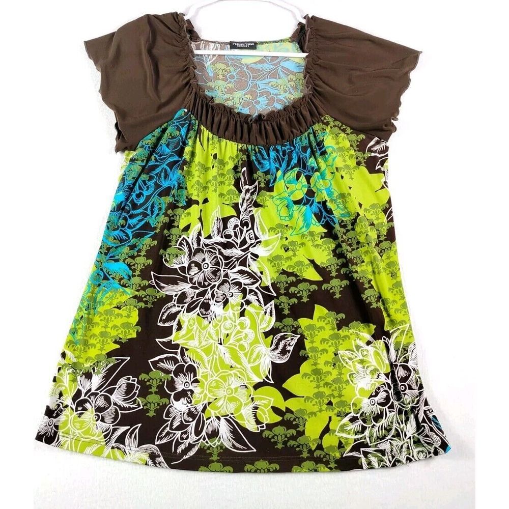 PerSeption Concept‎ Blouse Top Women's Medium Floral Boho Bohemian Bohostyle